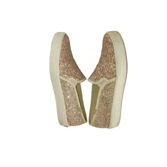 Keds Womens Flat Shoes Beige Glitters Round Toe Slip On Size 6 - Picture 4 of 11